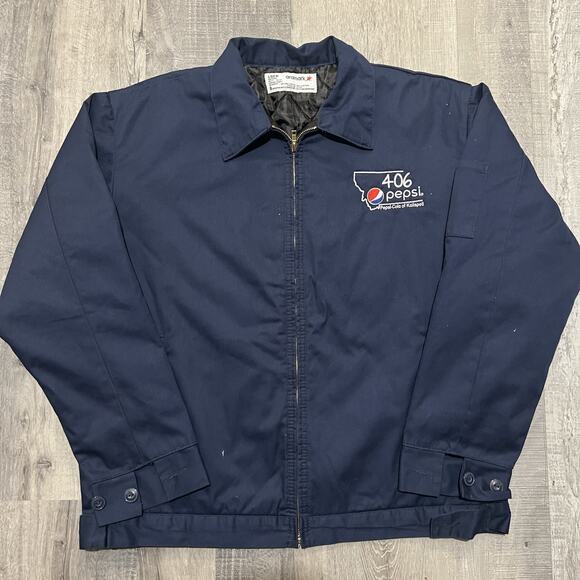 VTG Aramark Work Wear 406 Pepsi Co Embroidered Quilted Bomber Jacket L - Picture 1 of 4